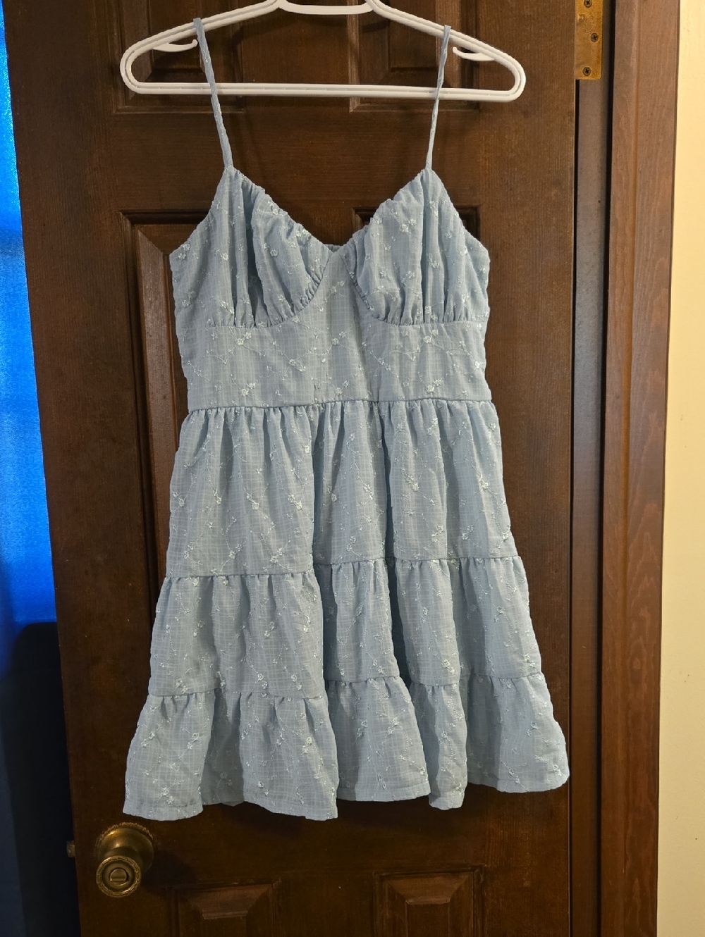 Altar'd State Light Blue Tiered Mini Dress